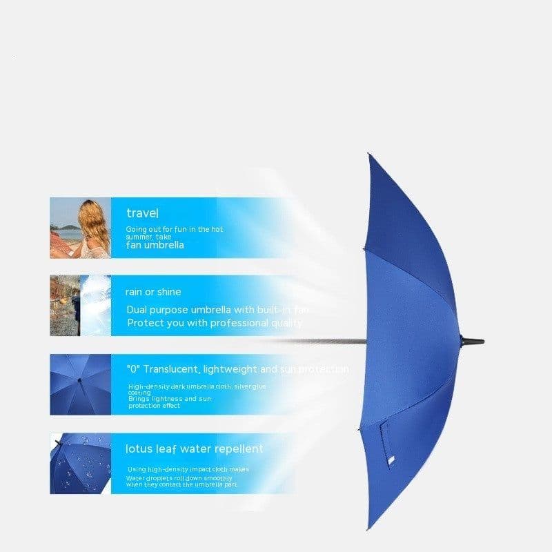 image-Cooling Spray Sun Umbrella With Fan And Sprinkler