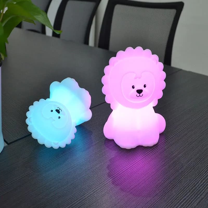image-Colorful A Color-changing Lamp Bedroom Bed Ambience Lion Silicone Night Lamp