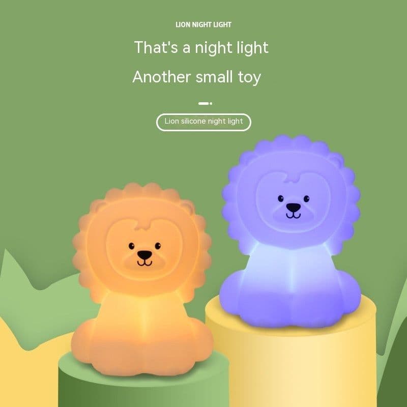 image-Colorful A Color-changing Lamp Bedroom Bed Ambience Lion Silicone Night Lamp