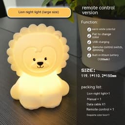 image-Colorful A Color-changing Lamp Bedroom Bed Ambience Lion Silicone Night Lamp