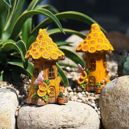 image-Resin Solar Lamp Decoration Tree House Lamp Outdoor Garden Lawn