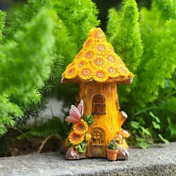 image-Resin Solar Lamp Decoration Tree House Lamp Outdoor Garden Lawn