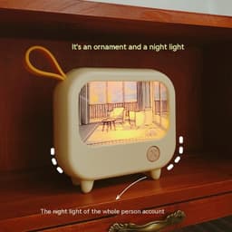 image-TV Small Night Lamp Creative Bedroom Bedside Lamp Mini LED Sleeping With Ambience Light Charging Lamp Light Painting