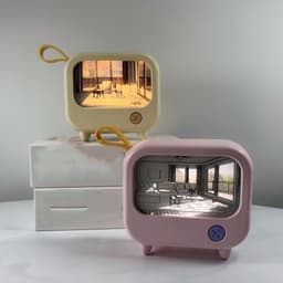 image-TV Small Night Lamp Creative Bedroom Bedside Lamp Mini LED Sleeping With Ambience Light Charging Lamp Light Painting