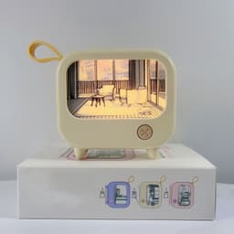 image-TV Small Night Lamp Creative Bedroom Bedside Lamp Mini LED Sleeping With Ambience Light Charging Lamp Light Painting