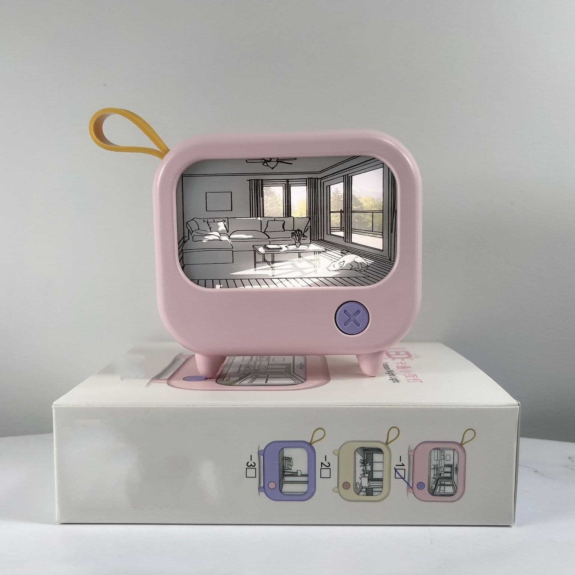 image-TV Small Night Lamp Creative Bedroom Bedside Lamp Mini LED Sleeping With Ambience Light Charging Lamp Light Painting