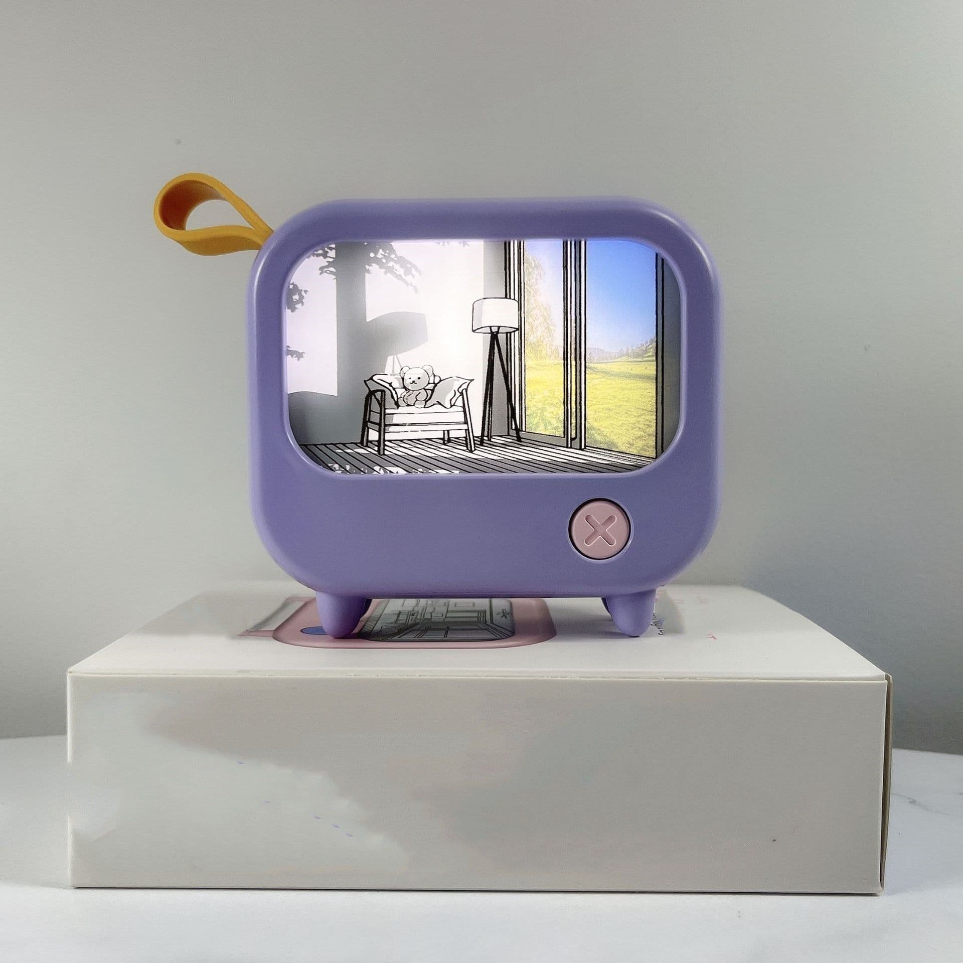 image-TV Small Night Lamp Creative Bedroom Bedside Lamp Mini LED Sleeping With Ambience Light Charging Lamp Light Painting