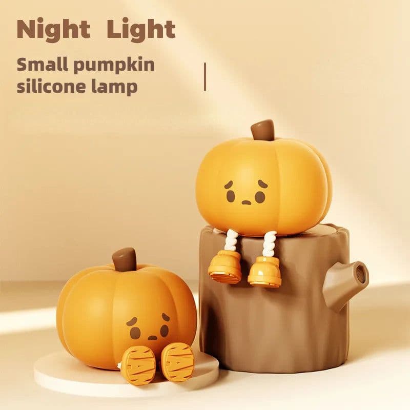 image-Home Decor Halloween Pumpkin Night Light Cute Soft Silicone Lamp Touch Dimmable Rechargeable Bedside Decor Light Kids Gifts Halloween Decorations
