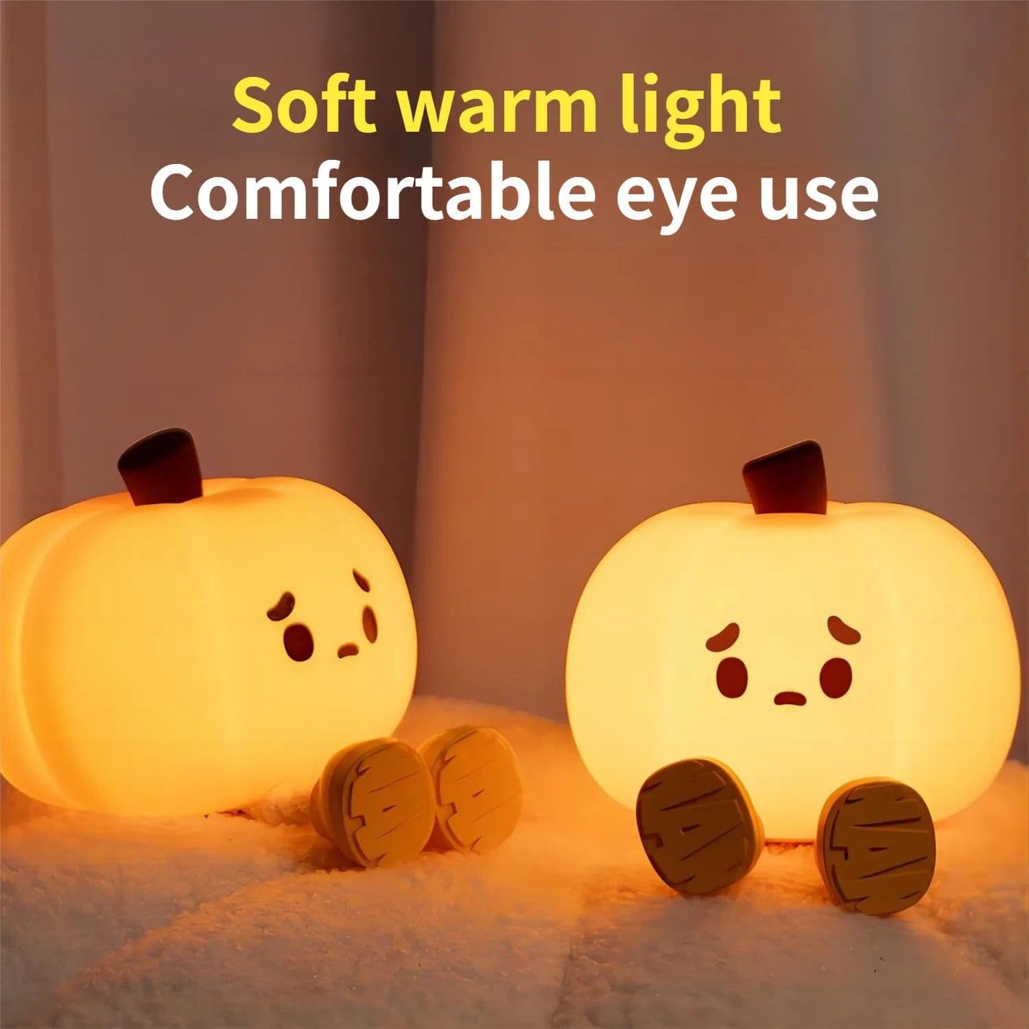 image-Home Decor Halloween Pumpkin Night Light Cute Soft Silicone Lamp Touch Dimmable Rechargeable Bedside Decor Light Kids Gifts Halloween Decorations