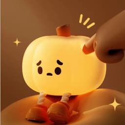 image-Home Decor Halloween Pumpkin Night Light Cute Soft Silicone Lamp Touch Dimmable Rechargeable Bedside Decor Light Kids Gifts Halloween Decorations
