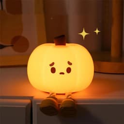 image-Home Decor Halloween Pumpkin Night Light Cute Soft Silicone Lamp Touch Dimmable Rechargeable Bedside Decor Light Kids Gifts Halloween Decorations