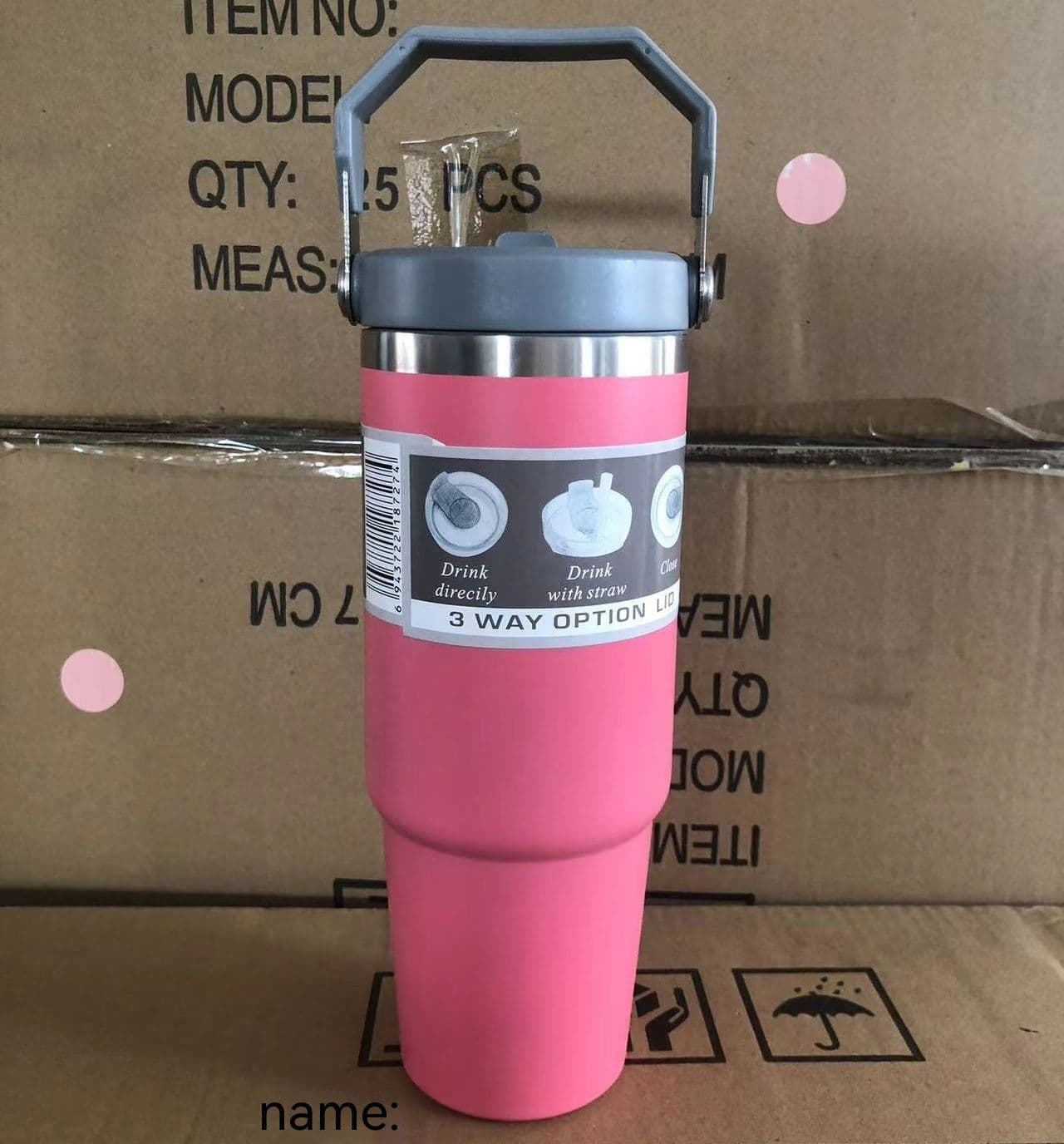 image-Portable Car Cup Stainless Steel Cup Travel Sports Water Bottle With Handle Cover Coffee Tumbler Cup