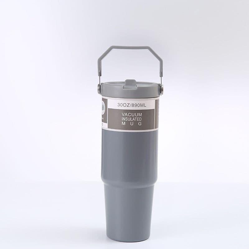 image-Portable Car Cup Stainless Steel Cup Travel Sports Water Bottle With Handle Cover Coffee Tumbler Cup