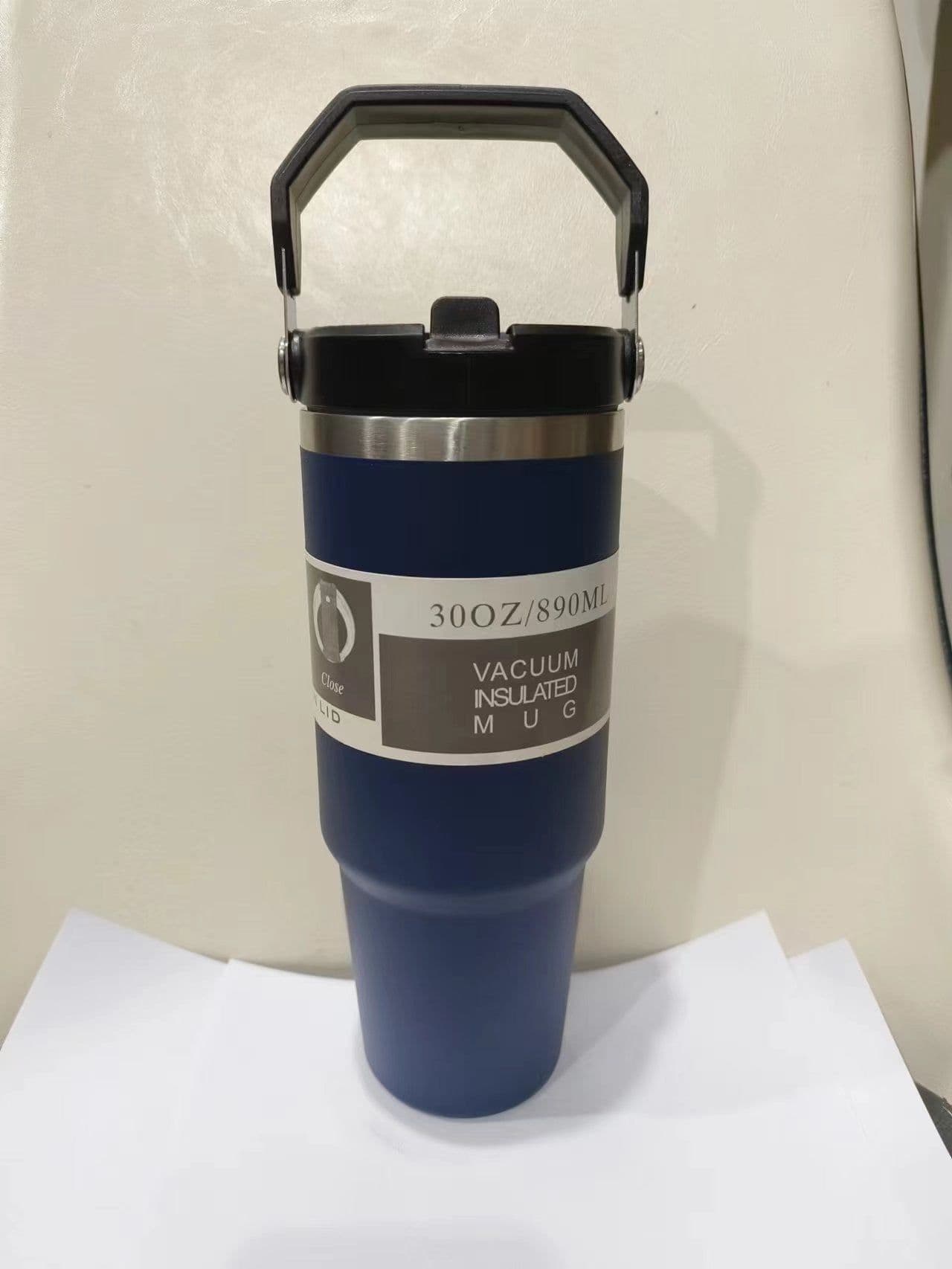 image-Portable Car Cup Stainless Steel Cup Travel Sports Water Bottle With Handle Cover Coffee Tumbler Cup