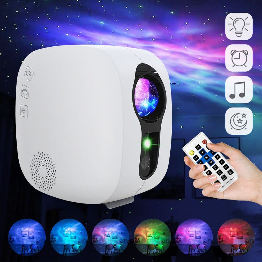 image-Laser Starry Sky Projection Lamp Colorful Nebula Moon With Bluetooth Music Playing