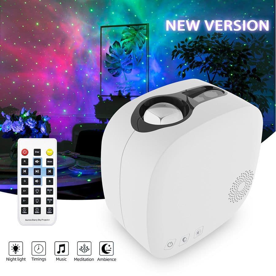 image-Laser Starry Sky Projection Lamp Colorful Nebula Moon With Bluetooth Music Playing