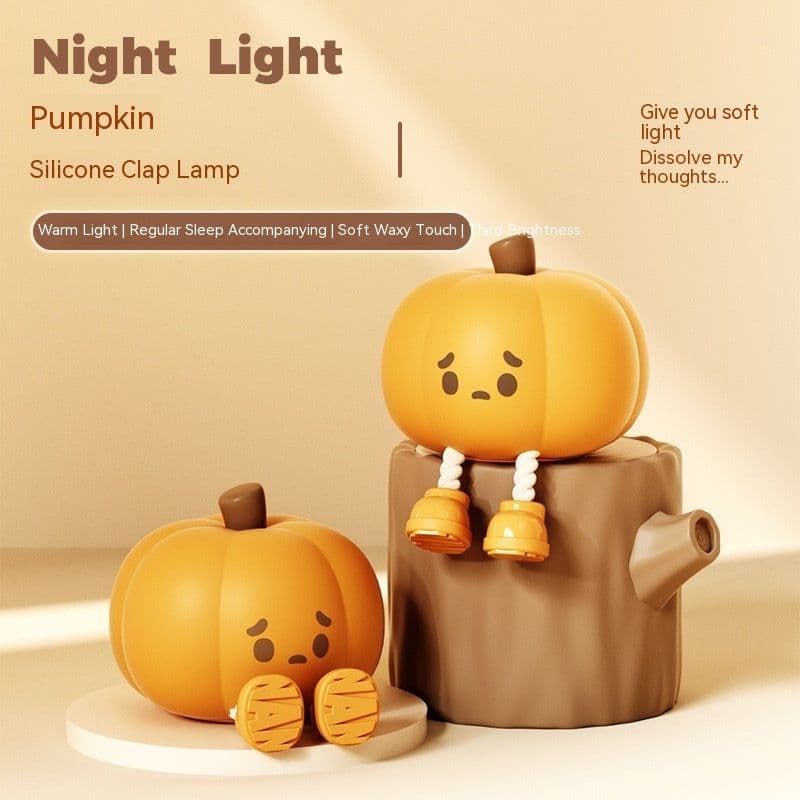 image-Pumpkin Lamp Small Night Lamp Halloween Silicone Pat Lamp Ambience Light