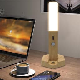 image-Smart Home Wooden Small Night Lamp Lamp LED Induction