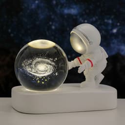 image-Glowing Planetary Galaxy Astronaut Crystal Ball Night Lights USB Power Warm Bedside Light Brithday Gift Night Lamp