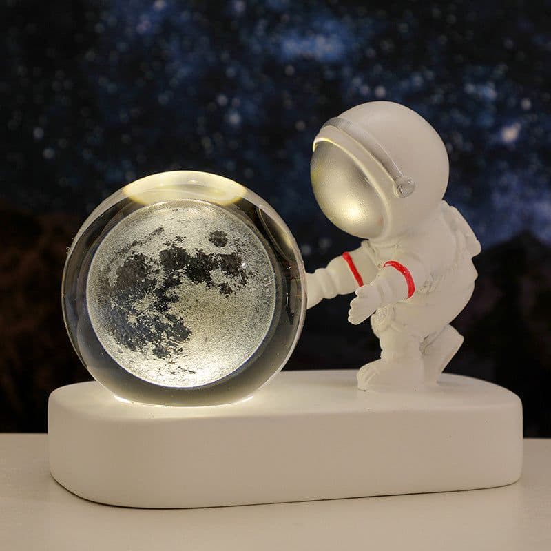image-Glowing Planetary Galaxy Astronaut Crystal Ball Night Lights USB Power Warm Bedside Light Brithday Gift Night Lamp