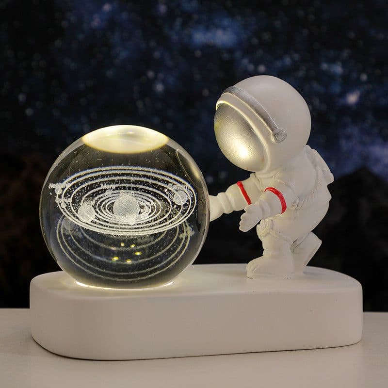 image-Glowing Planetary Galaxy Astronaut Crystal Ball Night Lights USB Power Warm Bedside Light Brithday Gift Night Lamp