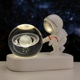 image-Glowing Planetary Galaxy Astronaut Crystal Ball Night Lights USB Power Warm Bedside Light Brithday Gift Night Lamp
