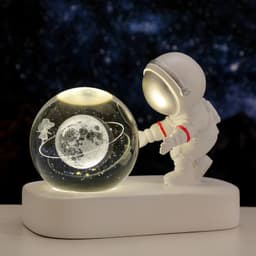 image-Glowing Planetary Galaxy Astronaut Crystal Ball Night Lights USB Power Warm Bedside Light Brithday Gift Night Lamp
