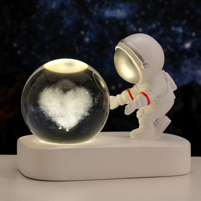 image-Glowing Planetary Galaxy Astronaut Crystal Ball Night Lights USB Power Warm Bedside Light Brithday Gift Night Lamp
