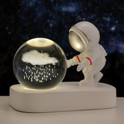 image-Glowing Planetary Galaxy Astronaut Crystal Ball Night Lights USB Power Warm Bedside Light Brithday Gift Night Lamp