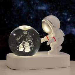 image-Glowing Planetary Galaxy Astronaut Crystal Ball Night Lights USB Power Warm Bedside Light Brithday Gift Night Lamp