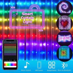 image-Smart LED RGB Curtain String Lights Bluetooth APP Control Christmas Fairy Light Garland DIY Picture Display Party Wedding Decor