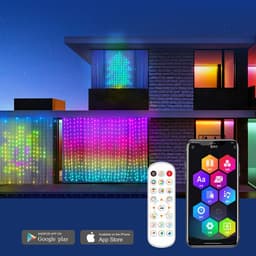 image-Smart LED RGB Curtain String Lights Bluetooth APP Control Christmas Fairy Light Garland DIY Picture Display Party Wedding Decor