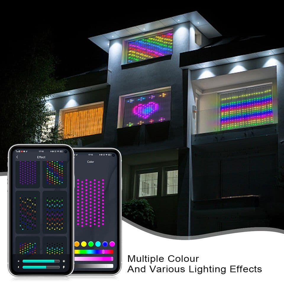 image-Smart LED RGB Curtain String Lights Bluetooth APP Control Christmas Fairy Light Garland DIY Picture Display Party Wedding Decor