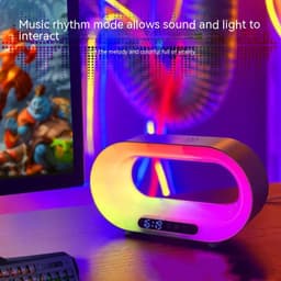 image-Multi-function 3 In 1 LED Night Light APP Control RGB Atmosphere Desk Lamp Smart Multifunctional Wireless Charger Alarm Clock