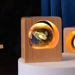 image-Beech Crystal Ball Night Light 3D Laser Engraving Elk Jellyfish LED Nightlights USB Dimmable Lamp For Bedroom Decoration Gifts Home Decor