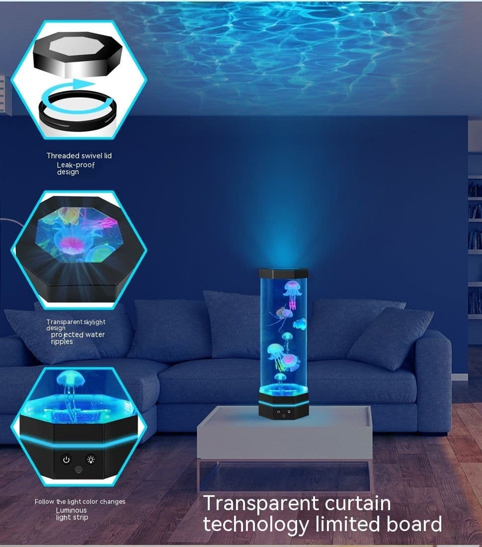 image-Jellyfish Lava Lamp 17 Colors Changing 15inch Jellyfish Lamp With Remote Control USB Plug-in Bubble Fish Lamp Kids Night Light Creative Projector Lamp Home Decor