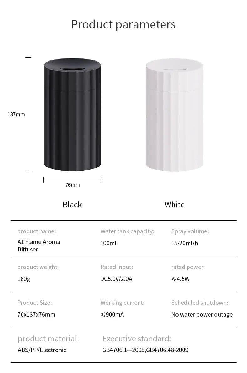 image-Air Humidifier With Flame Effect Essential Oil Diffuser Quiet Aroma Diffuser Home Fragrances Car Refresh