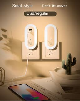 image-Oval Small Night Lamp With Dual USB Charging Port Remote Control Timing Plug-in Wall