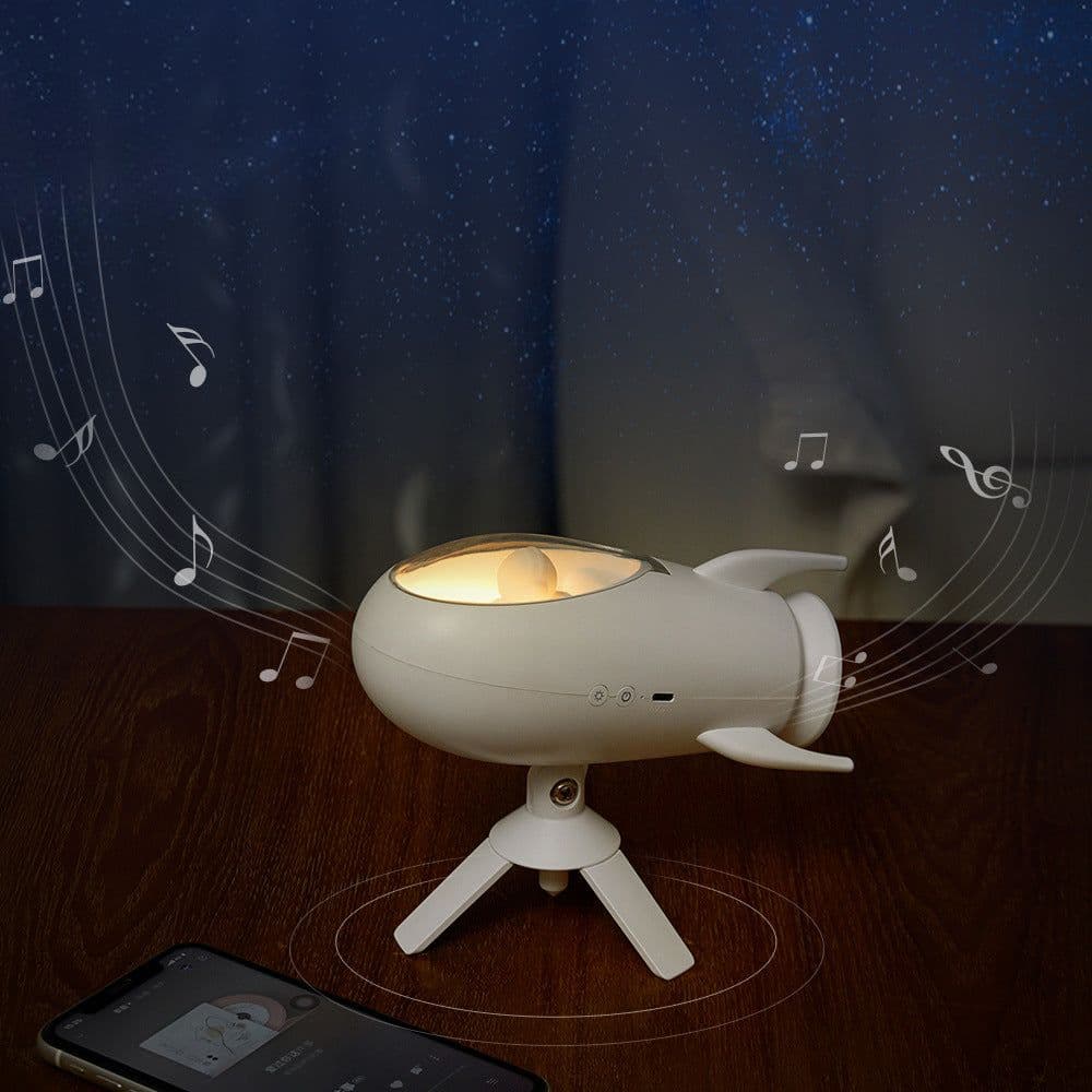 image-Creative Rocket Shape Bluetooth Speaker Bedroom Small Night Lamp