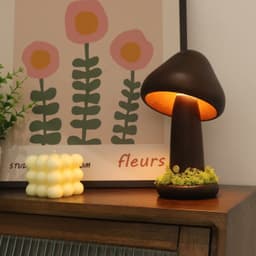 image-Twisted Mushroom Night Warm Light Touch Bedroom Bedhead Night Light Beech Wood LED USB Decorative Atmosphere Lamps Home Decor