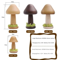 image-Twisted Mushroom Night Warm Light Touch Bedroom Bedhead Night Light Beech Wood LED USB Decorative Atmosphere Lamps Home Decor
