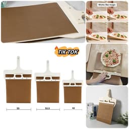 image-3 Sizes Sliding Pizza Peel Shovel Storage Board Pala Pizza Scorrevole Wooden Handle Transfer Pizza Kitchen Gadgets
