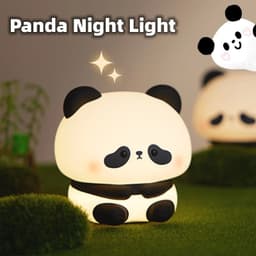 image-Panda LED Night Light Cute Silicone Night Light USB Rechargeable Touch Night Lamp Bedroom Timing Lamp Decoration Children's Gift Home Decor
