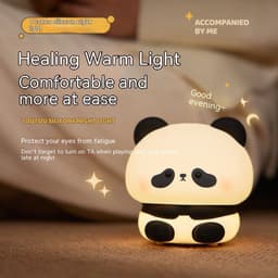 image-Panda LED Night Light Cute Silicone Night Light USB Rechargeable Touch Night Lamp Bedroom Timing Lamp Decoration Children's Gift Home Decor