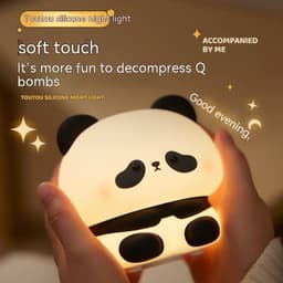 image-Panda LED Night Light Cute Silicone Night Light USB Rechargeable Touch Night Lamp Bedroom Timing Lamp Decoration Children's Gift Home Decor