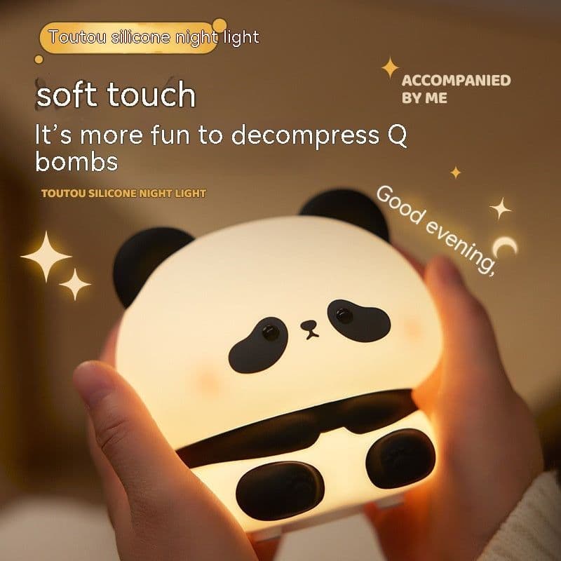 image-Panda LED Night Light Cute Silicone Night Light USB Rechargeable Touch Night Lamp Bedroom Timing Lamp Decoration Children's Gift Home Decor