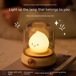 image-Retro Small Night Lamp Bedroom Mini Desktop LED Cute Night Lamp Creative USB Rechargeable Portable Cartoon Table Lamp For Coffee Bar Hotel Bedroom Home Decor