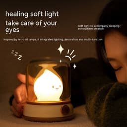 image-Retro Small Night Lamp Bedroom Mini Desktop LED Cute Night Lamp Creative USB Rechargeable Portable Cartoon Table Lamp For Coffee Bar Hotel Bedroom Home Decor