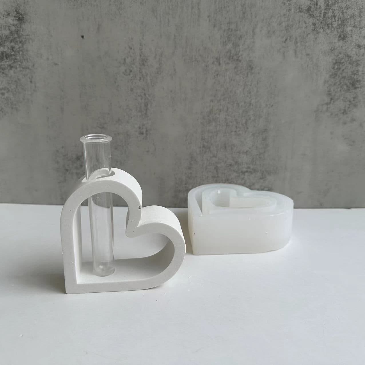 image-Love Hydroponic Silicone Mold Hydroponic Vase Plaster Mold Cement Mold