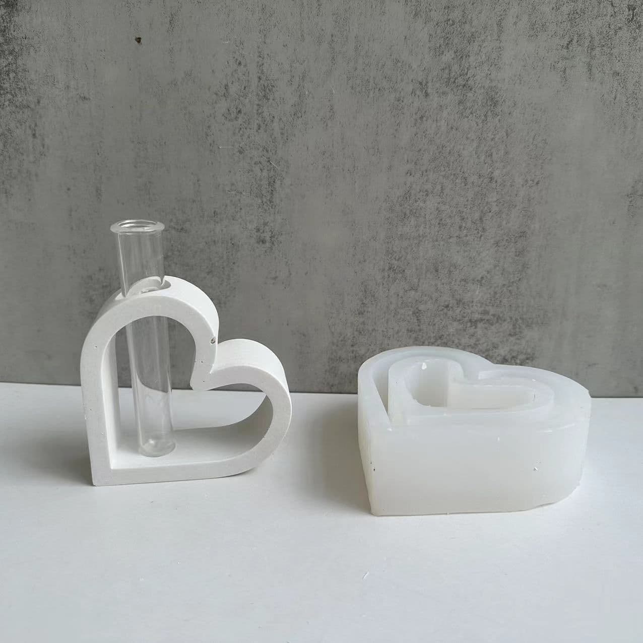 image-Love Hydroponic Silicone Mold Hydroponic Vase Plaster Mold Cement Mold